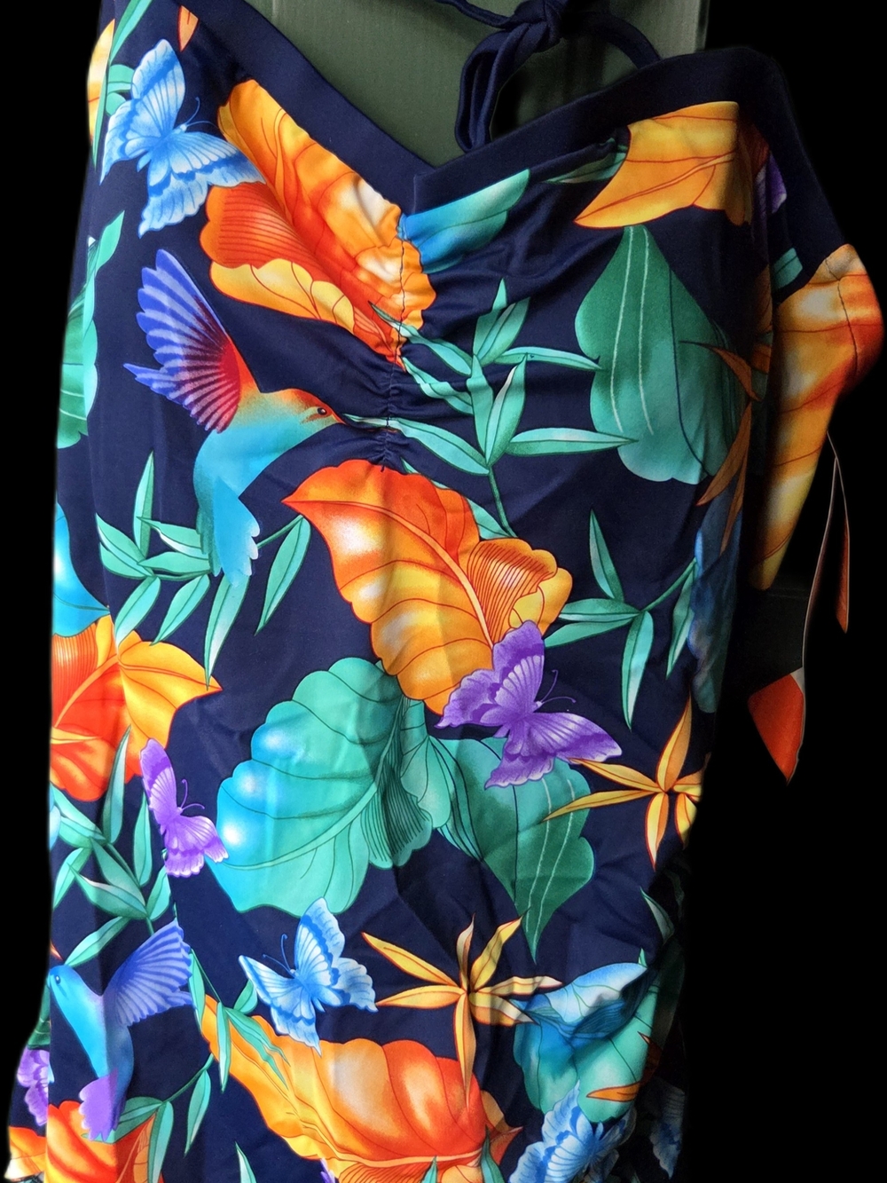 Catalina Navy Tropical Floral One-Piece with Orange and Teal Accents